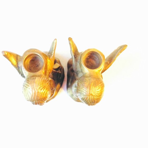 Angels Cherubs Candle Holder Pair Vintage Solid Brass Made In India EUC - Picture 2 of 5